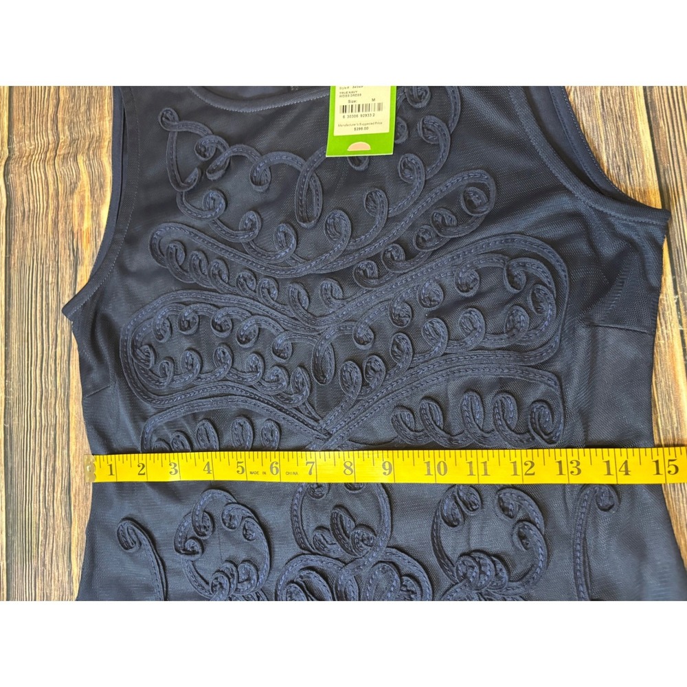Lilly Pulitzer Sheath Dress Womens M Navy Blue Mesh Soutache Ribbon Sleeveless - Picture 15 of 16